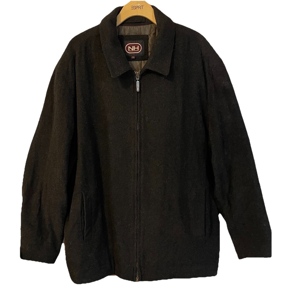 Newport Harbor Wool Blend Jacket Mens 2XL Black Full Zip Quilted Lining Ukraine